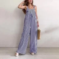 Women's Loose Casual Striped Jumpsuit - Image 7