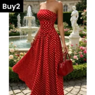✨ Women's Polka Dot Strapless Dress - Elegant Vacation Essential! ✨ - Image 10