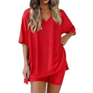 Women's Lounge V-Neck Top & Shorts Set - Image 13
