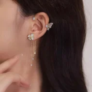 💕Simple ear clips with butterfly and flower motifs & tassels🌸🦋 - Image 8