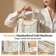 👜 LIMITED-TIME 50% OFF! ✨ Women's Top-Handle Satchel – V-Stitched, Gold Hardware, Multi-Compartment 🌸 - Image 9