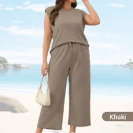 2025 New Women's Casual Sleeveless Top & Wide-Leg Pants Set - Image 11