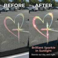 Glitter Heart Cross Car Decal Sticker - Image 3