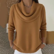 Women’s Elegant Cozy Cowl Collar Sweater - Image 2