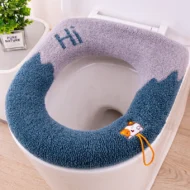 Washable Universal Soft Warm Knitted Toilet Seat Cover with Handle - Image 11