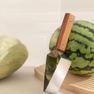 Triangle Stainless Steel Fruit Cutter with Wood Handle for Kitchen - Image 7
