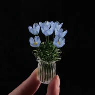 Miniature Colored Glass Flower Figurine Set - Image 9