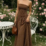 ✨ Women's Polka Dot Strapless Dress - Elegant Vacation Essential! ✨ - Image 3
