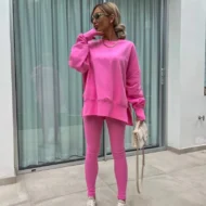 Women's Long Sleeve Printed Sweatshirt and Leggings 2-piece Set - Image 2