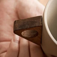 Vintage Coffee Mug with Wooden Handle & Saucer - Image 9