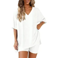 Women's Lounge V-Neck Top & Shorts Set - Image 17