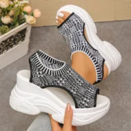 Women's Breathable Peep-Toe Wedge Sandals - Image 10