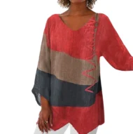 🔥Women's Elegant Casual V-Neck Long Sleeve Artistic Pattern Print Top - Image 2