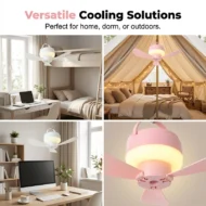 Rechargeable Hanging Fan with LED Night Light - Image 3