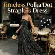 ✨ Women's Polka Dot Strapless Dress - Elegant Vacation Essential! ✨