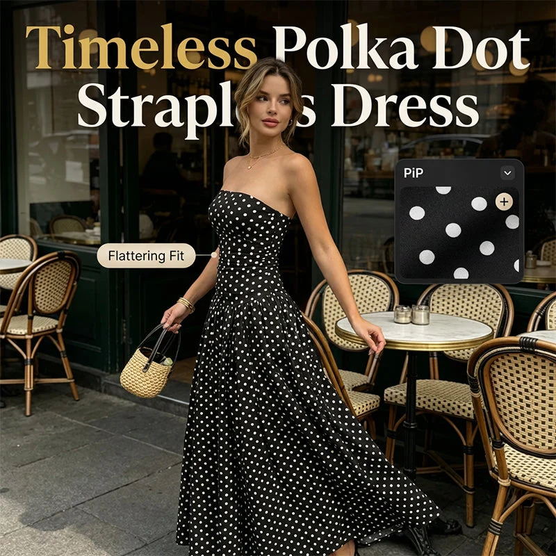 ✨ Women's Polka Dot Strapless Dress - Elegant Vacation Essential! ✨