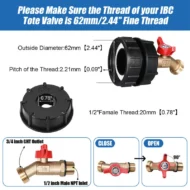 IBC Tote Tank Adapter with Brass Ball Valve - Image 8