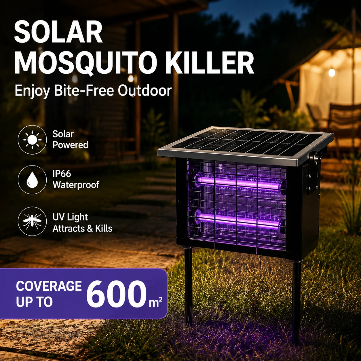 🦟 50% OFF NOW! ☀️Solar-Powered Outdoor Bug Zapper– Indoor & Outdoor, Waterproof & Chemical-Free for Effective Protection 🏠