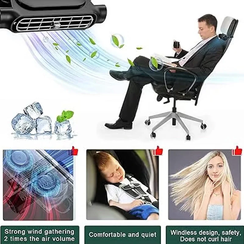 USB Car Headrest Cooling Fan with 3 Speeds