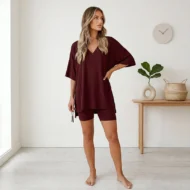 Women's Lounge V-Neck Top & Shorts Set - Image 3