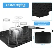 Large Size Silicone Drying Mat with Drain Lip - Image 2