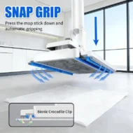 Hands-Free Flat Mop with Universal Cloth Clamp - Image 2