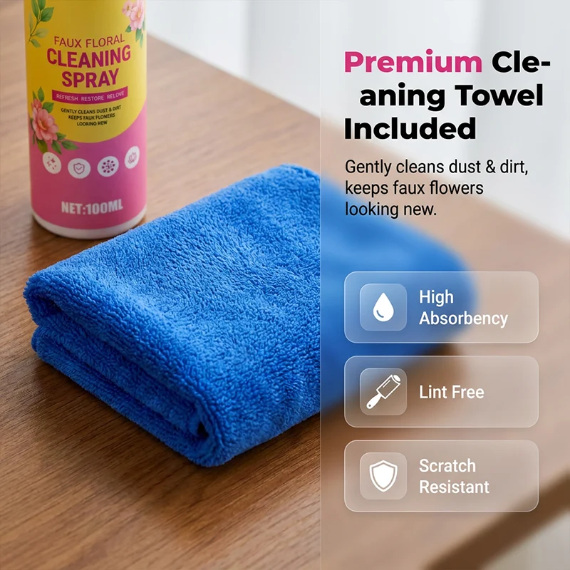 Artificial Flower Cleaning Spray with Towel