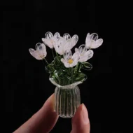 Miniature Colored Glass Flower Figurine Set - Image 14