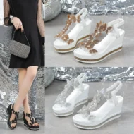 Glitter Butterfly Embellished Open Toe Sandals - Image 2