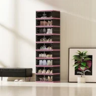 Foldable & Stackable Shoe Cabinet with Clear Doors - Image 11