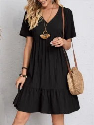 🔥Hot Sale 49% OFF💝Retro V-neck Loose Casual Dress - Image 4