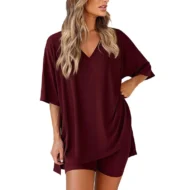 Women's Lounge V-Neck Top & Shorts Set - Image 15