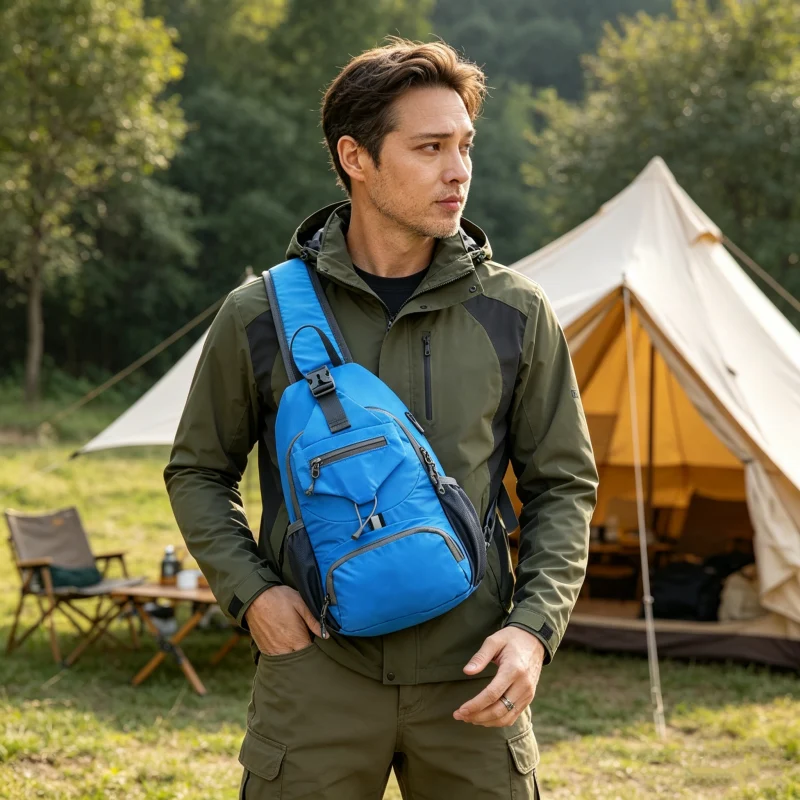 🎒 50% OFF NOW! 💧 Men's Outdoor Sling Bag – Multi-Pocket, Water-Resistant & Breathable – Perfect for Travel & Daily Use ✨
