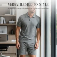 💞50K+ SOLD!💥🩳Men's Diamond Print 2-Piece Set – Ready in seconds! Soft, breathable top with easy shorts. No fuss, just style. Perfect for garden BBQs or coffee dates. - Image 5