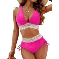 V-Neck Patchwork Bikini 2-Piece Set - Image 2