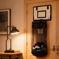 🎉FLASH DEAL 50% OFF – Over-the-Door Basketball Laundry Hamper | Creative Score Game, Big Black Mesh Net, Acrylic/Wood Backboard, No-Drill Install 🚪🏀 - Image 9