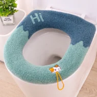 Washable Universal Soft Warm Knitted Toilet Seat Cover with Handle - Image 10