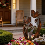 Rustic Bird & Flower Metal Garden Stake - Image 3