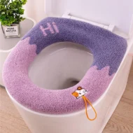 Washable Universal Soft Warm Knitted Toilet Seat Cover with Handle - Image 12