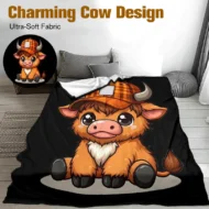 Soft & Cozy Cartoon Cow Blanket - Image 4