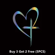Glitter Heart Cross Car Decal Sticker - Image 34