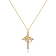 👑✝️Simple Crown & Cross Pendant Choker Necklace - Image 2