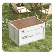 Collapsible Camping Storage Box with Wooden Lid - Image 5