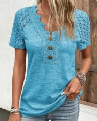 🔥Promotion - 49% discount🎉Lace short sleeve t-shirt - Image 11