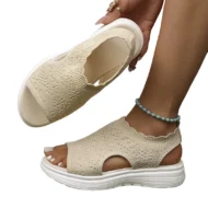 ⏳LAST DAY SALE ONLY ￡12.99!!💐 Women's Breathable Knit Platform Sandals – Air-permeable knit upper, cushioned sole & lightweight comfy summer footwear ✨ - Image 23
