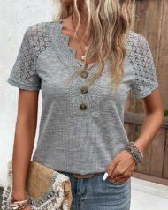 🔥Promotion - 49% discount🎉Lace short sleeve t-shirt - Image 2