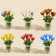 Miniature Colored Glass Flower Figurine Set - Image 2