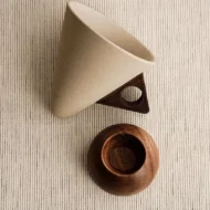 Vintage Coffee Mug with Wooden Handle & Saucer - Image 8