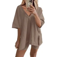 Women's V-Neck T-Shirts and Casual Shorts Two-piece Set - Image 2