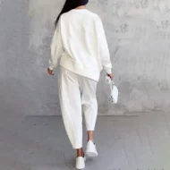 Round-Neck Long-Sleeved Top ＆ Pants 2-Piece Set - Image 5